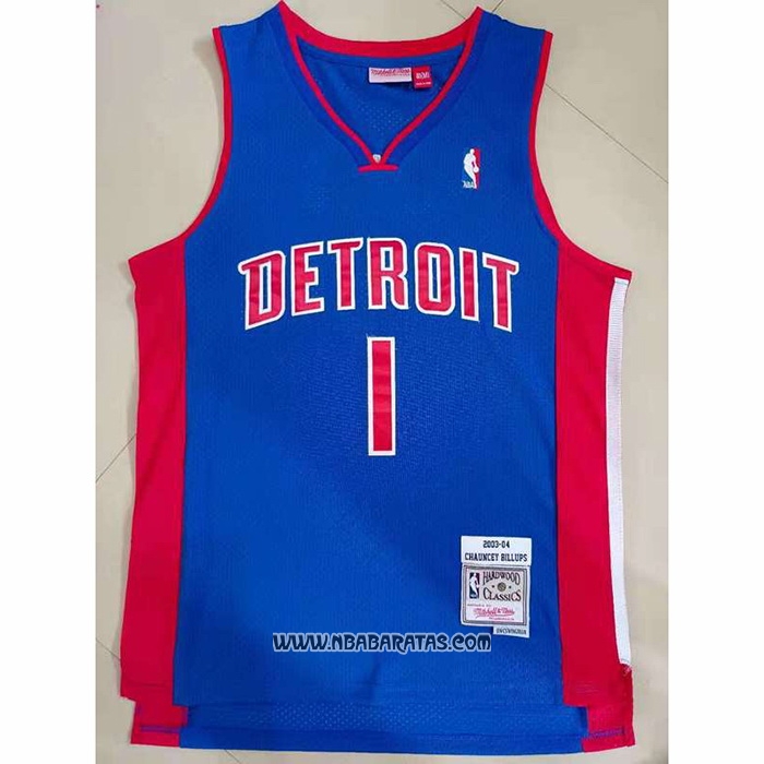 Camiseta Detroit Pistons Chauncey Billups #1 Mitchell & Ness 2003-04 Azul